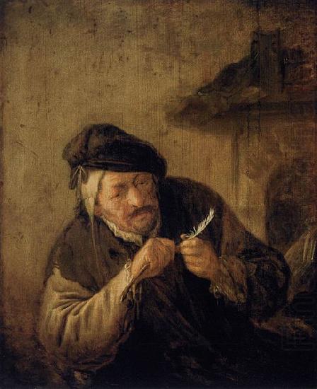 Adriaen van ostade Cutting the Feather oil painting picture